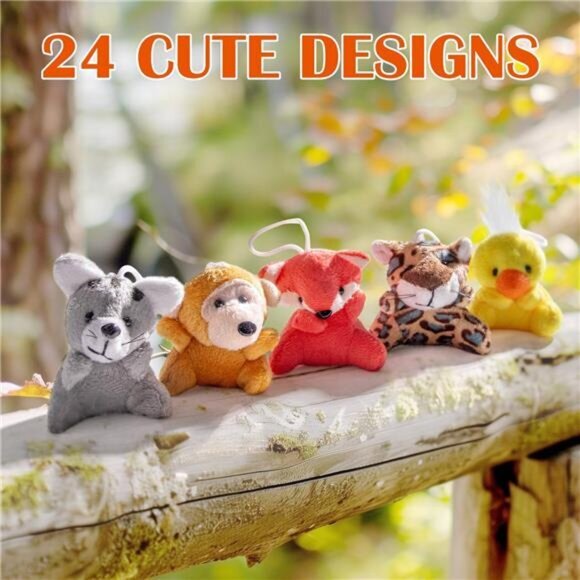 24 Pack Mini Stuffed Animals Bulk Party Favors For Kids Treasure Box Gift Toys - Picture 2 of 6